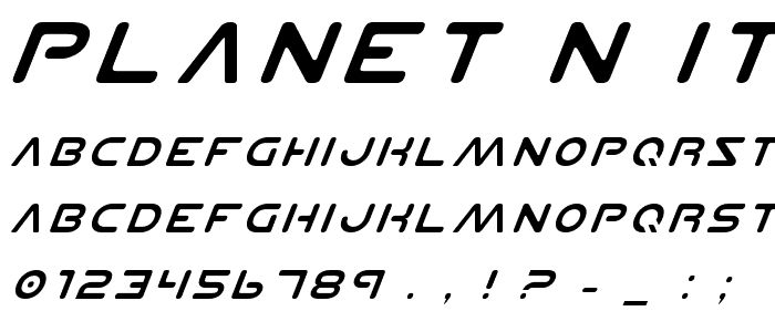 Planet N Italic font